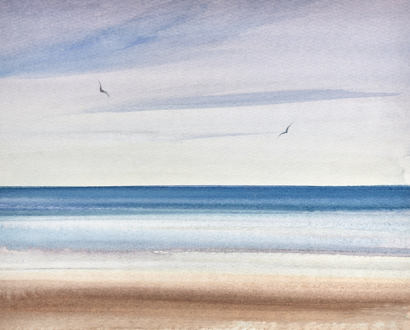Large image of Peaceful sunset, St Annes-on-sea original watercolour painting