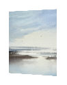 Sunlight across the shore original seascape watercolour painting thumbnail - side view