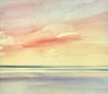 Twilight shoreline original seascape watercolour painting thumbnail view