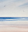 Waves over the shore original seascape watercolour painting thumbnail - detail view