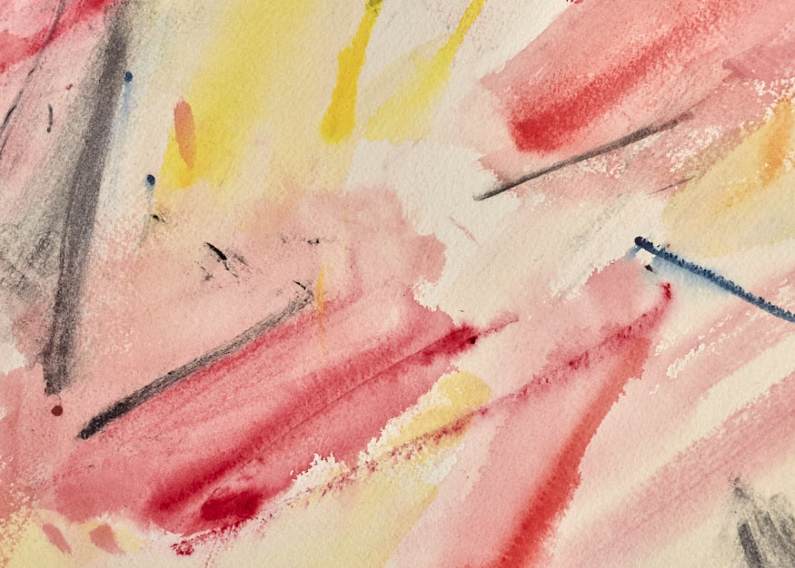 Sea front zing abstract watercolour painting print by Timothy Gent - detail view