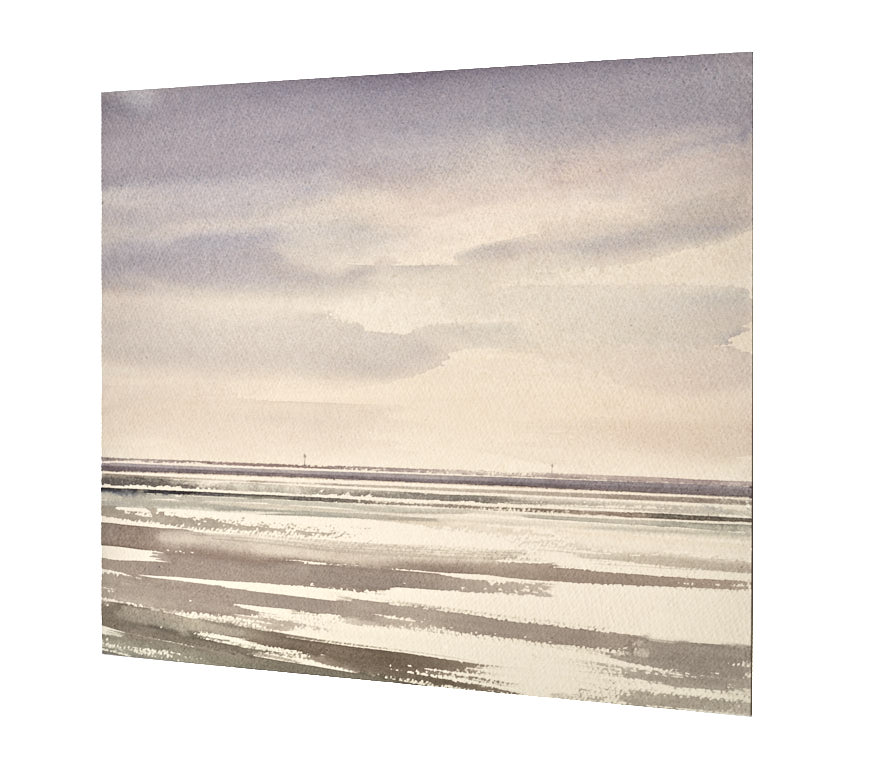 Lucent shore original seascape watercolour painting by Timothy Gent - side view