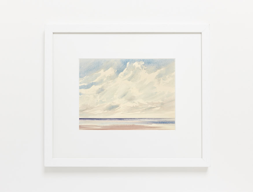 Sunlit beach, Lytham St Annes watercolour painting by Timothy Gent - example framed view