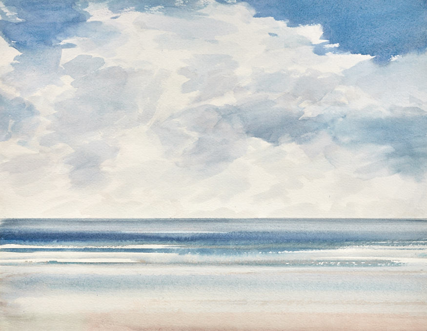 Sunlit seas original watercolour painting