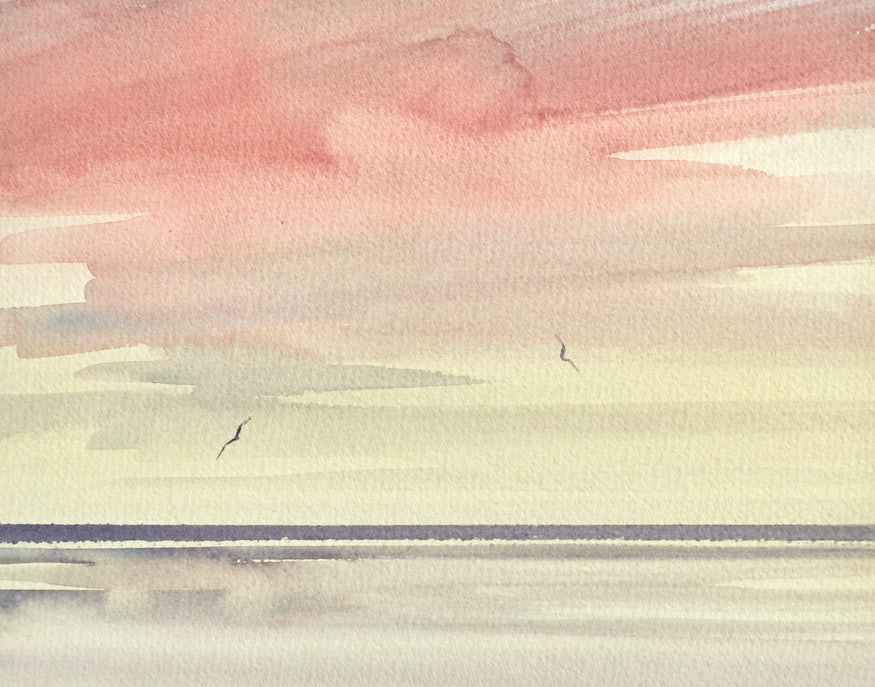 Twilight horizons original watercolour painting
