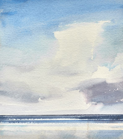 Cloudburst out to sea original watercolour painting by Timothy Gent