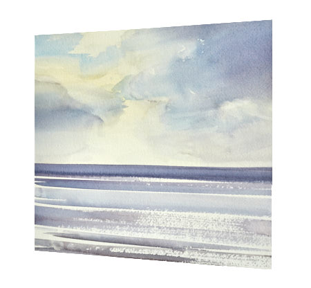 Light over the sea, Lindisfarne original watercolour painting by Timothy Gent - side view