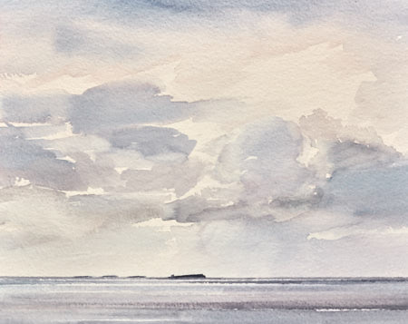Lindisfarne shores original watercolour painting by Timothy Gent