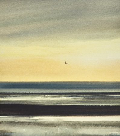 Sunset over the tide original art watercolour painting by Timothy Gent
