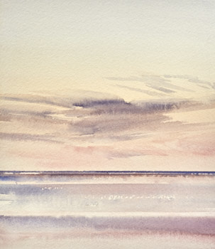 Original watercolour painting Evening seas, Lytham St Annes beach