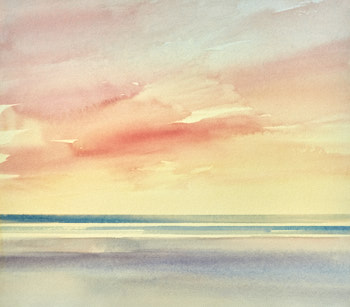 Original watercolour painting Twilight shoreline