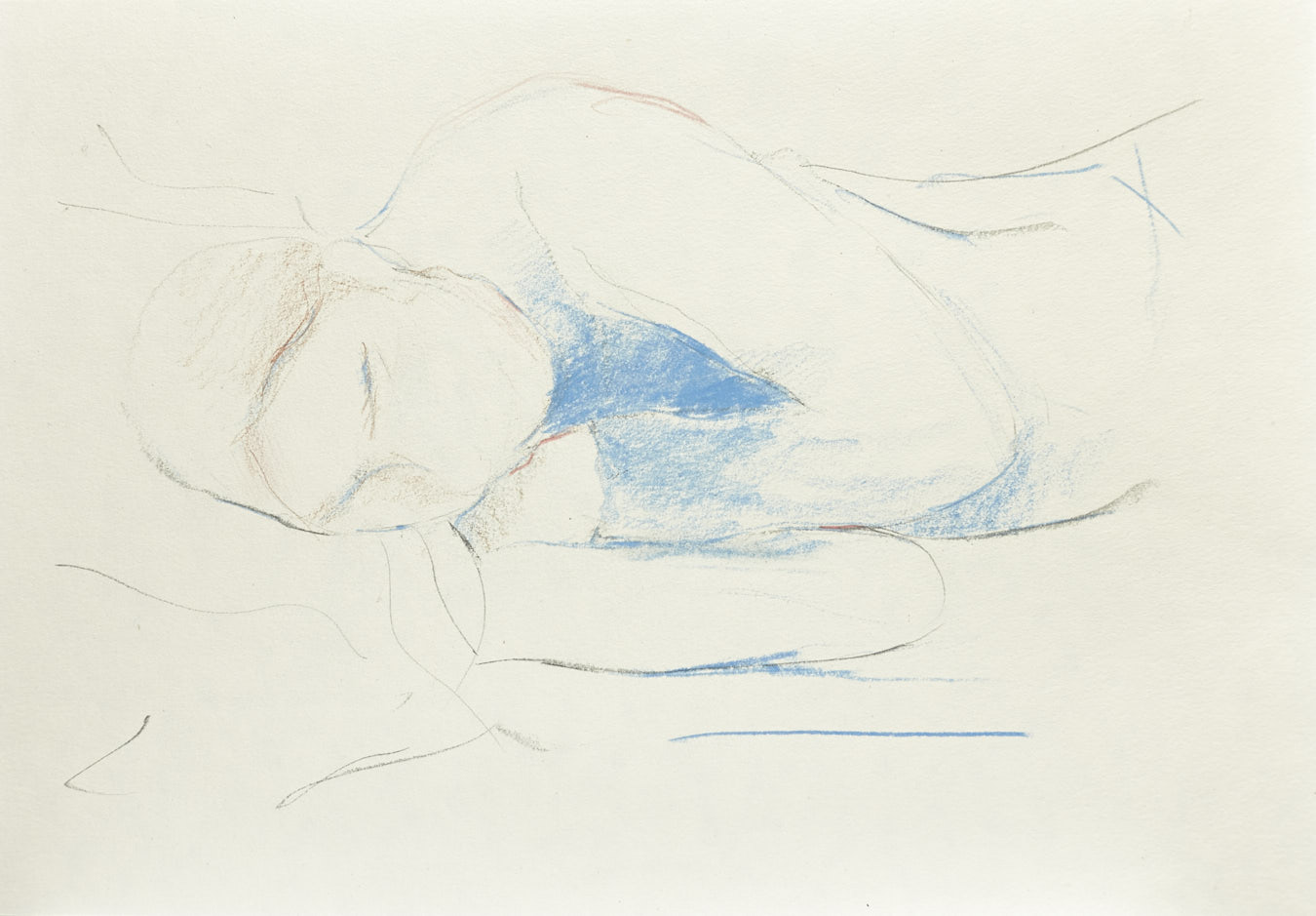 Large image of original colour pencil drawing Figure resting by Timothy Gent