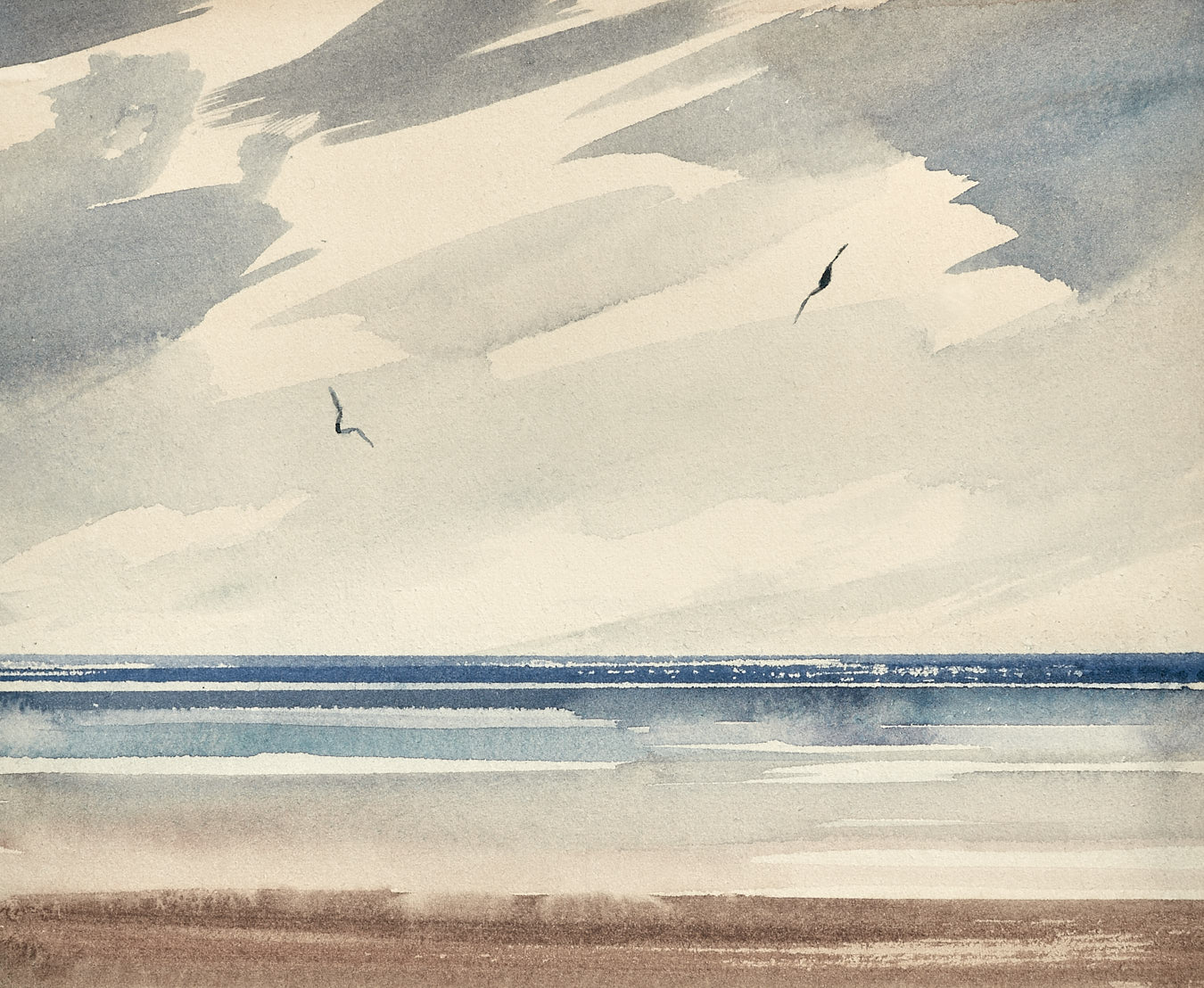 Large image of Light over the seashore original watercolour painting