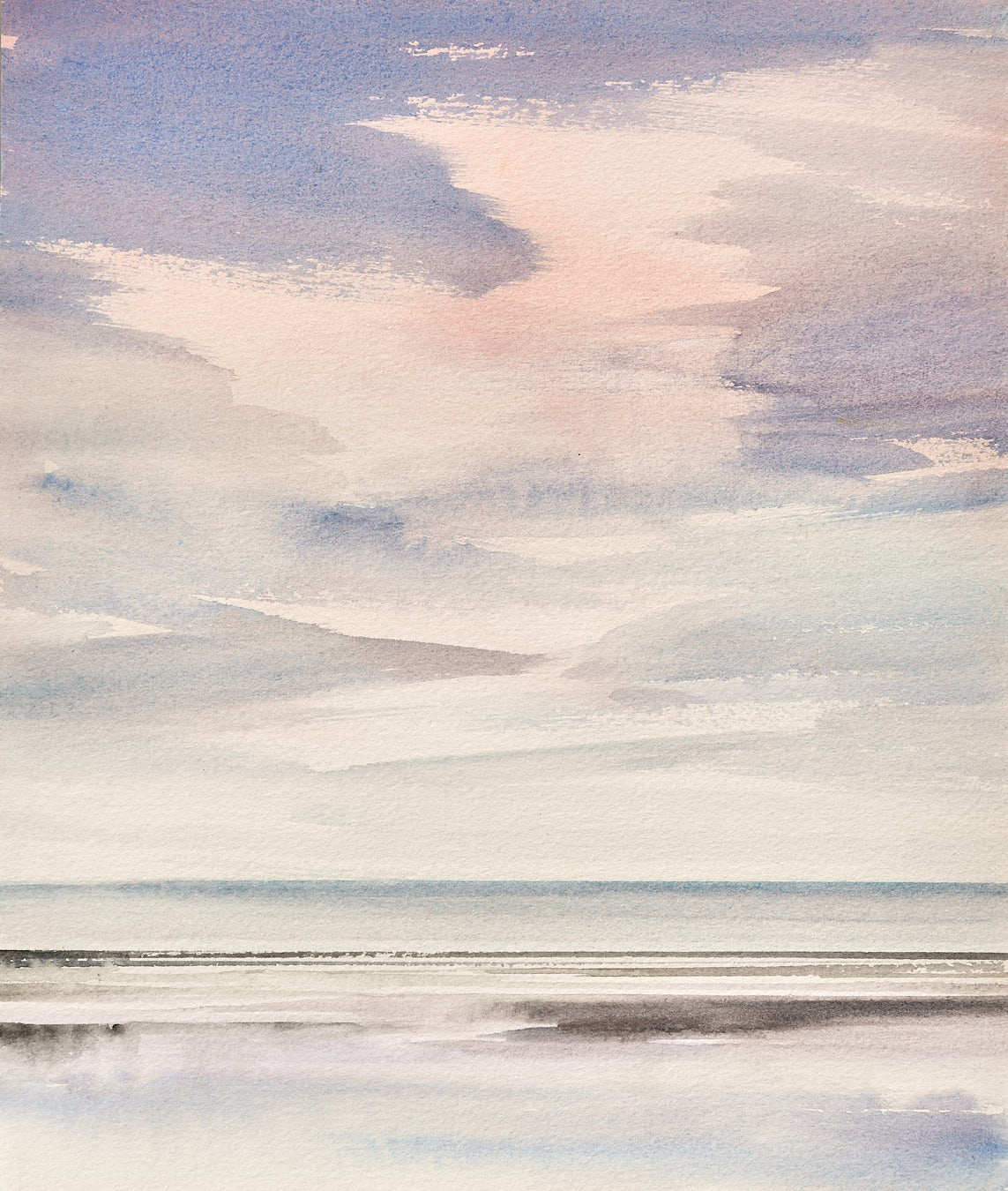 Large image of Peaceful shore, Lytham St Annes beach original watercolour painting