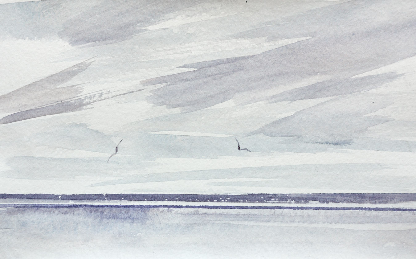 Large image of Seascape at St Annes-on-sea original watercolour painting