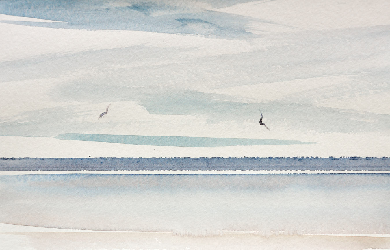 Large image of Seascape at St Annes-on-sea II original watercolour painting