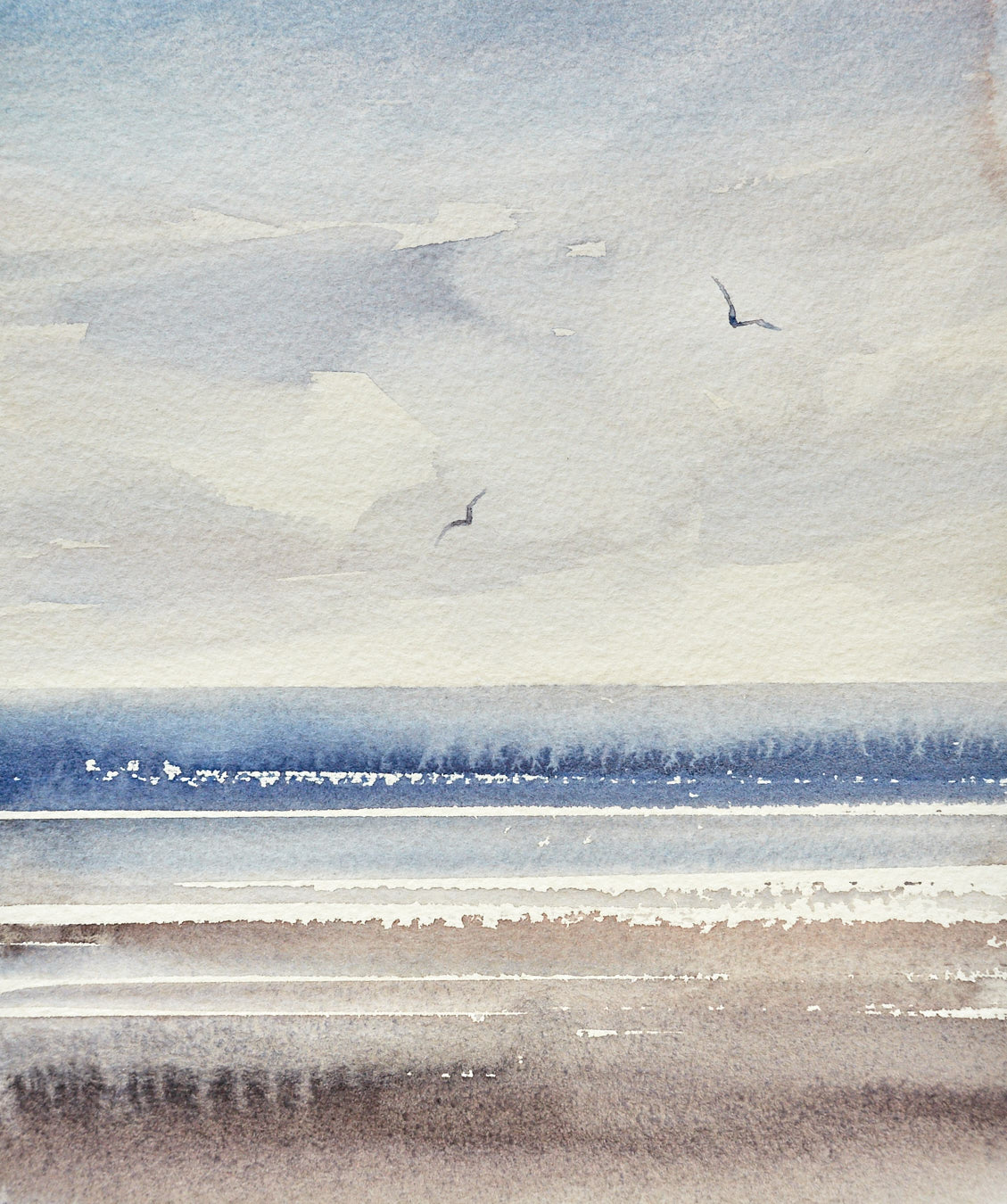 Shimmering shore original watercolour painting by Timothy Gent