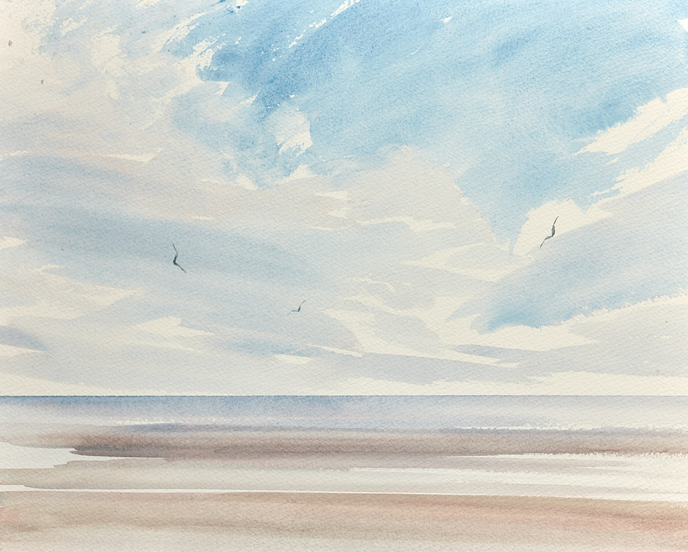 Large image of Summer Beach, Lytham St Annes original watercolour painting
