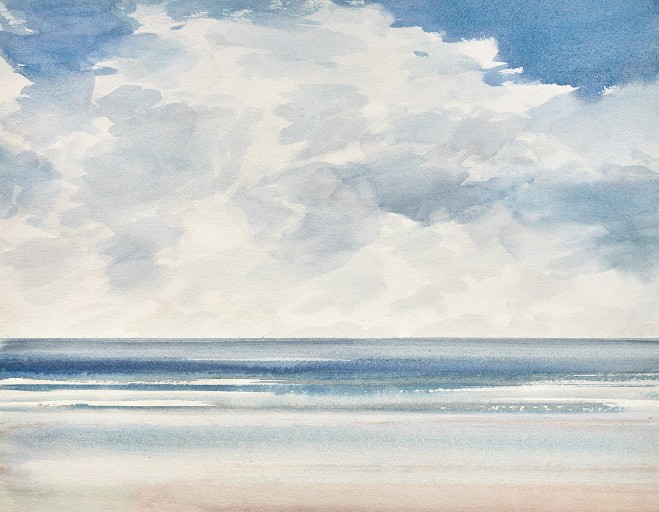 Large image of Sunlit seas original watercolour painting