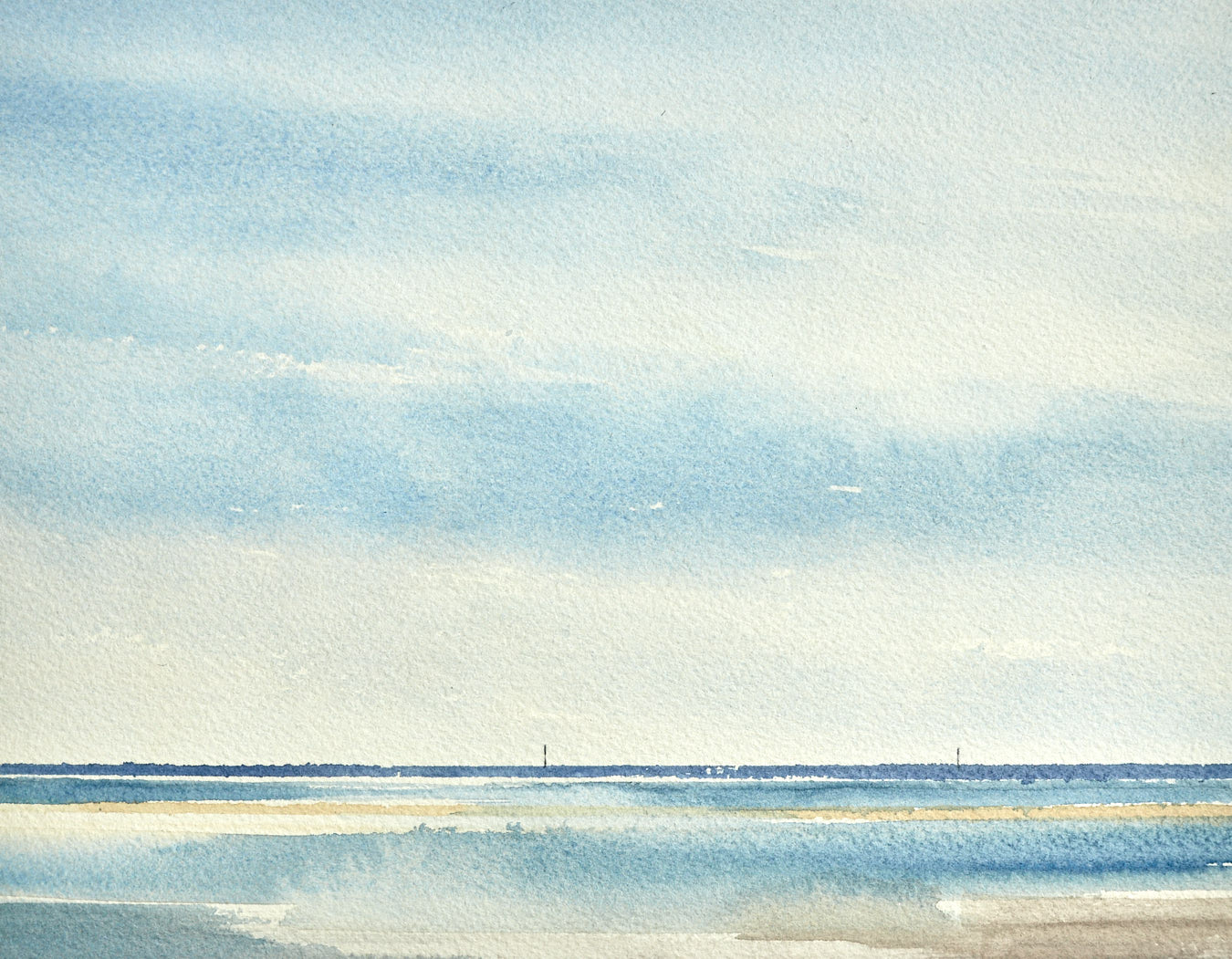 Sunlit seas, Lytham original watercolour painting by Timothy Gent