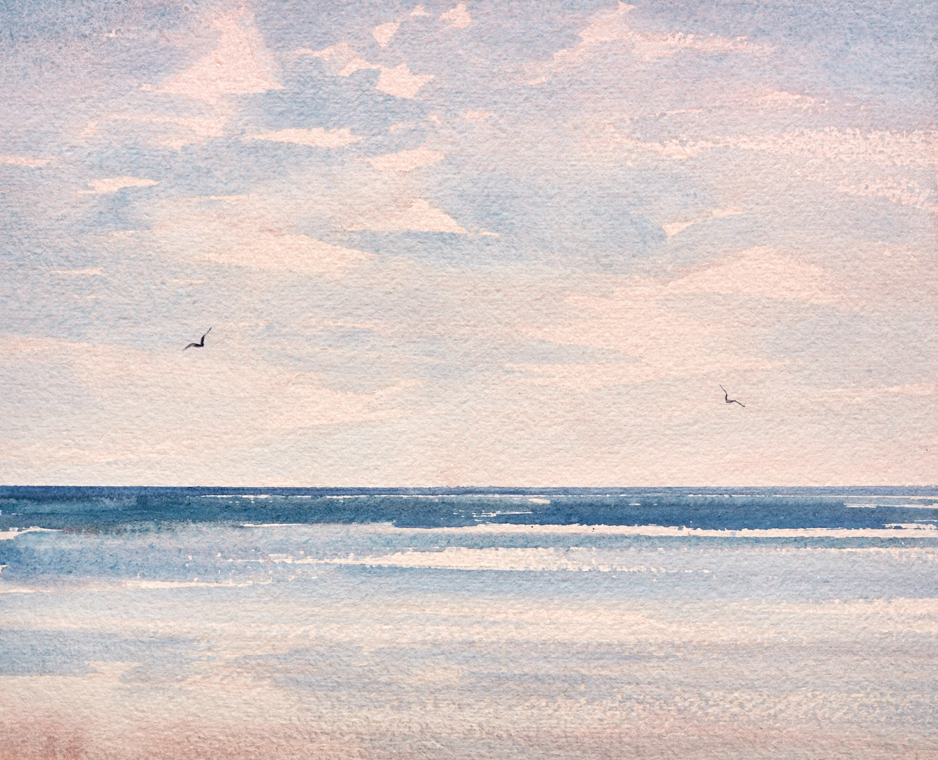 Large image of Sunlit shore original watercolour painting