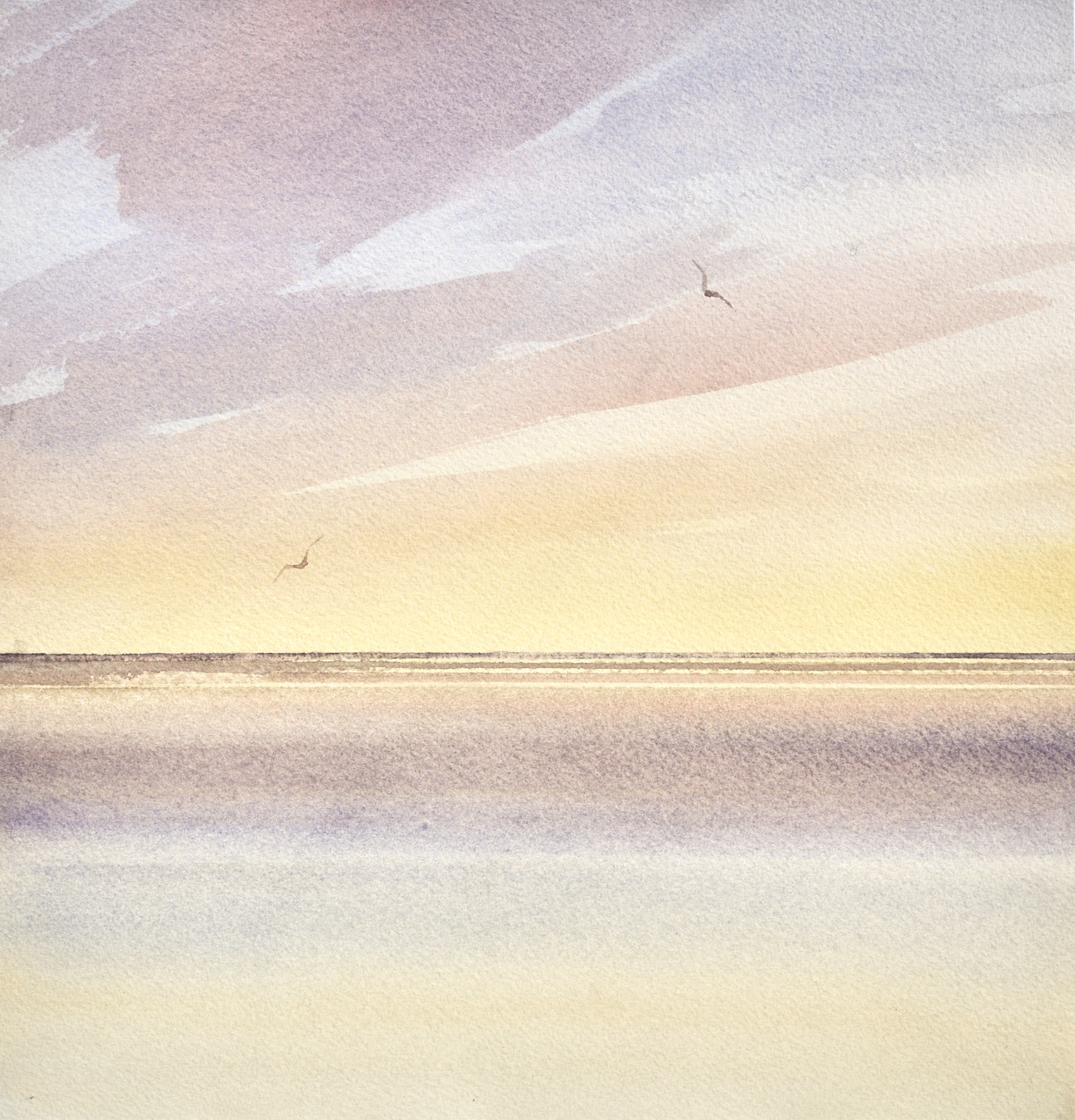 Large image of Sunset seas, Lytham St Annes original watercolour painting