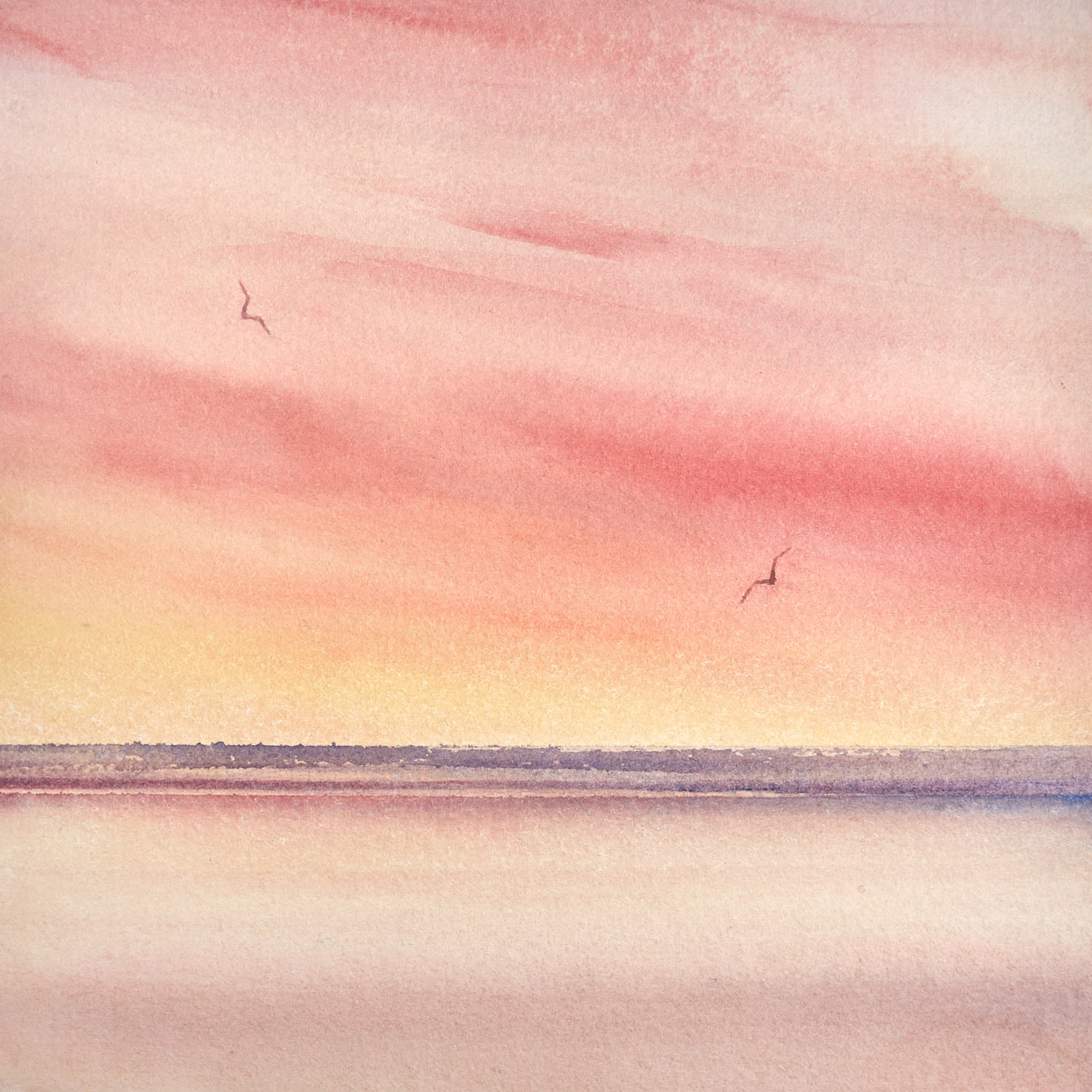 Large image of Sunset shore, St Annes-on-sea original watercolour painting by Timothy Gent