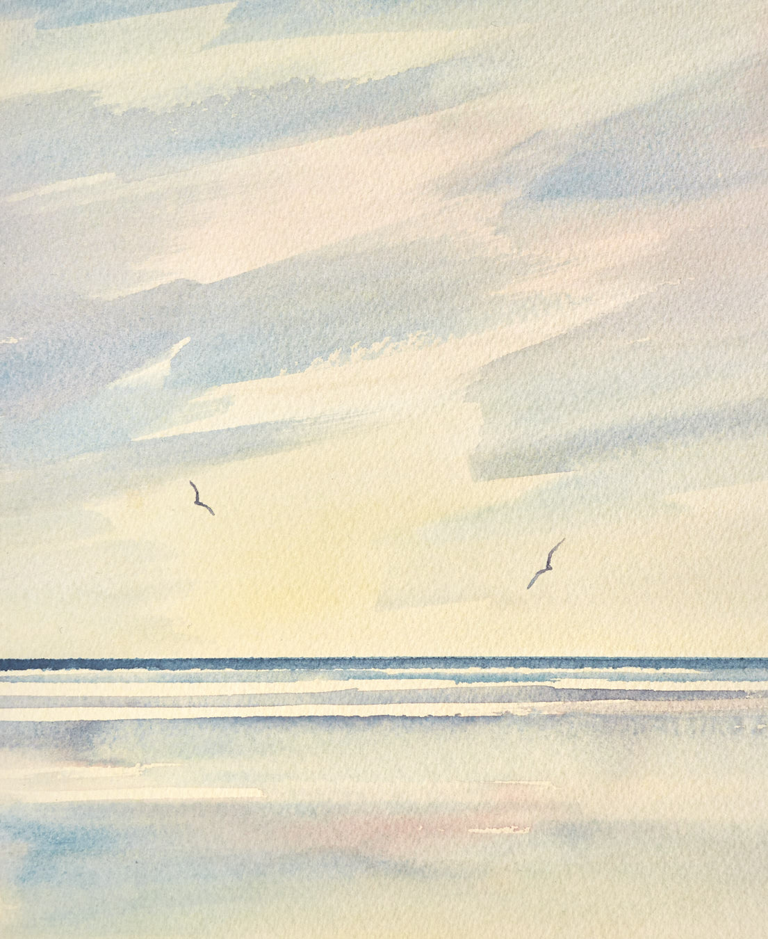 Large image of Sunset tide, St Annes-on-sea original watercolour painting