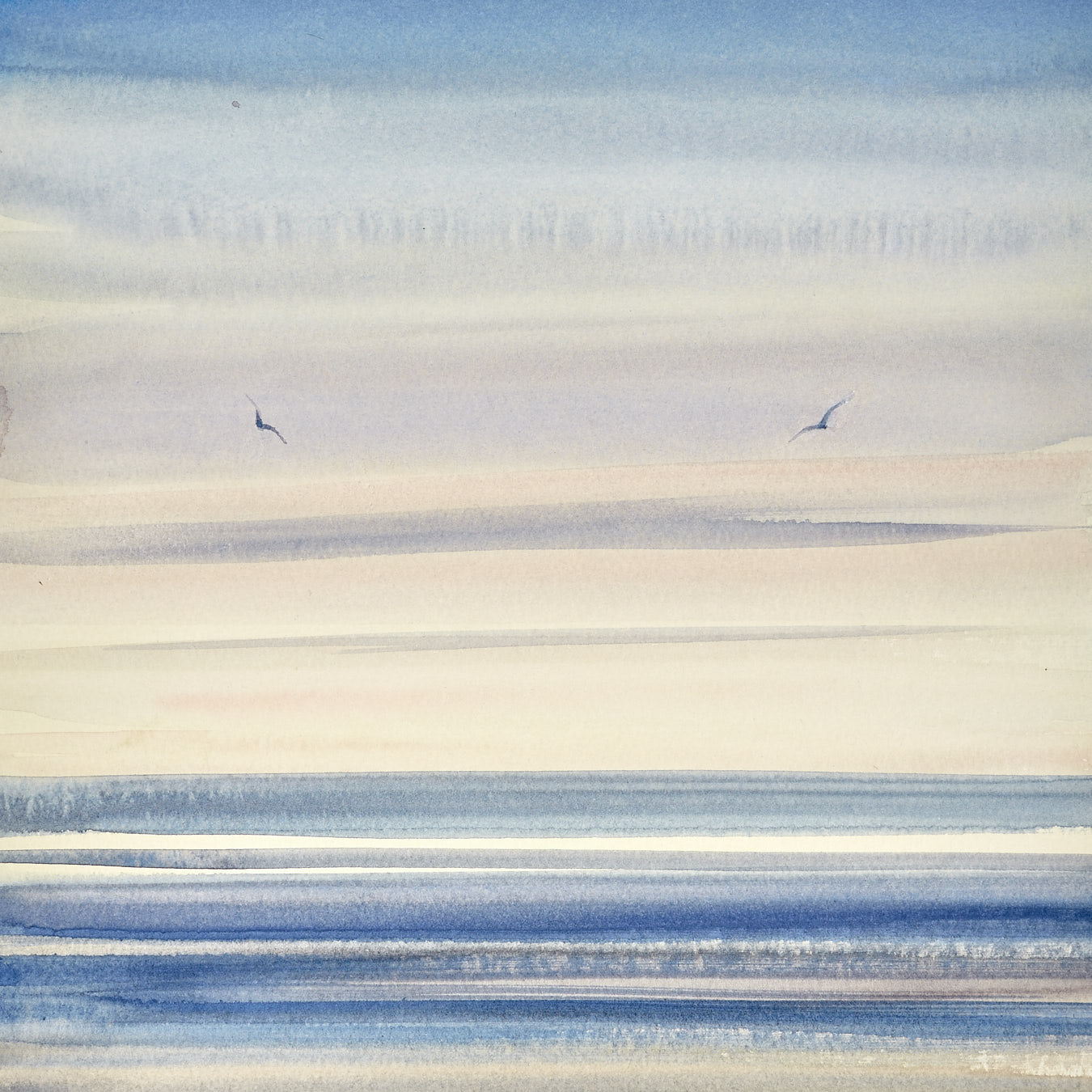 Large image of Sunset at low tide original watercolour painting by Timothy Gent