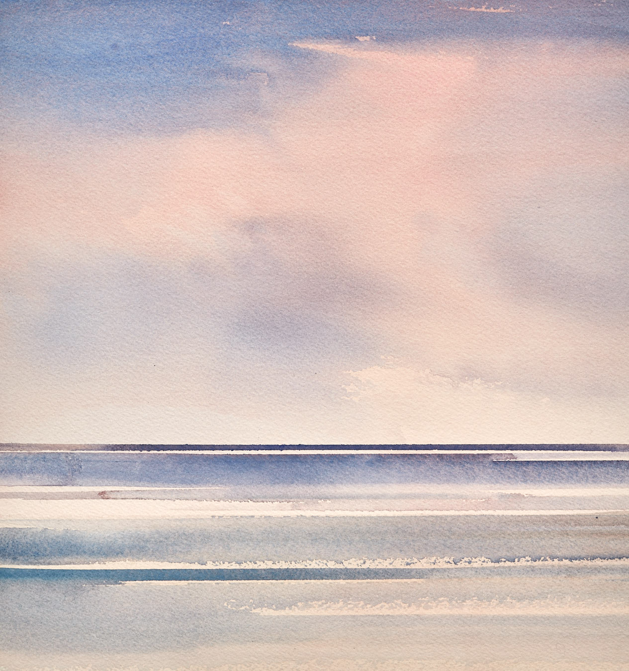 Large image of Twilight beach original watercolour painting
