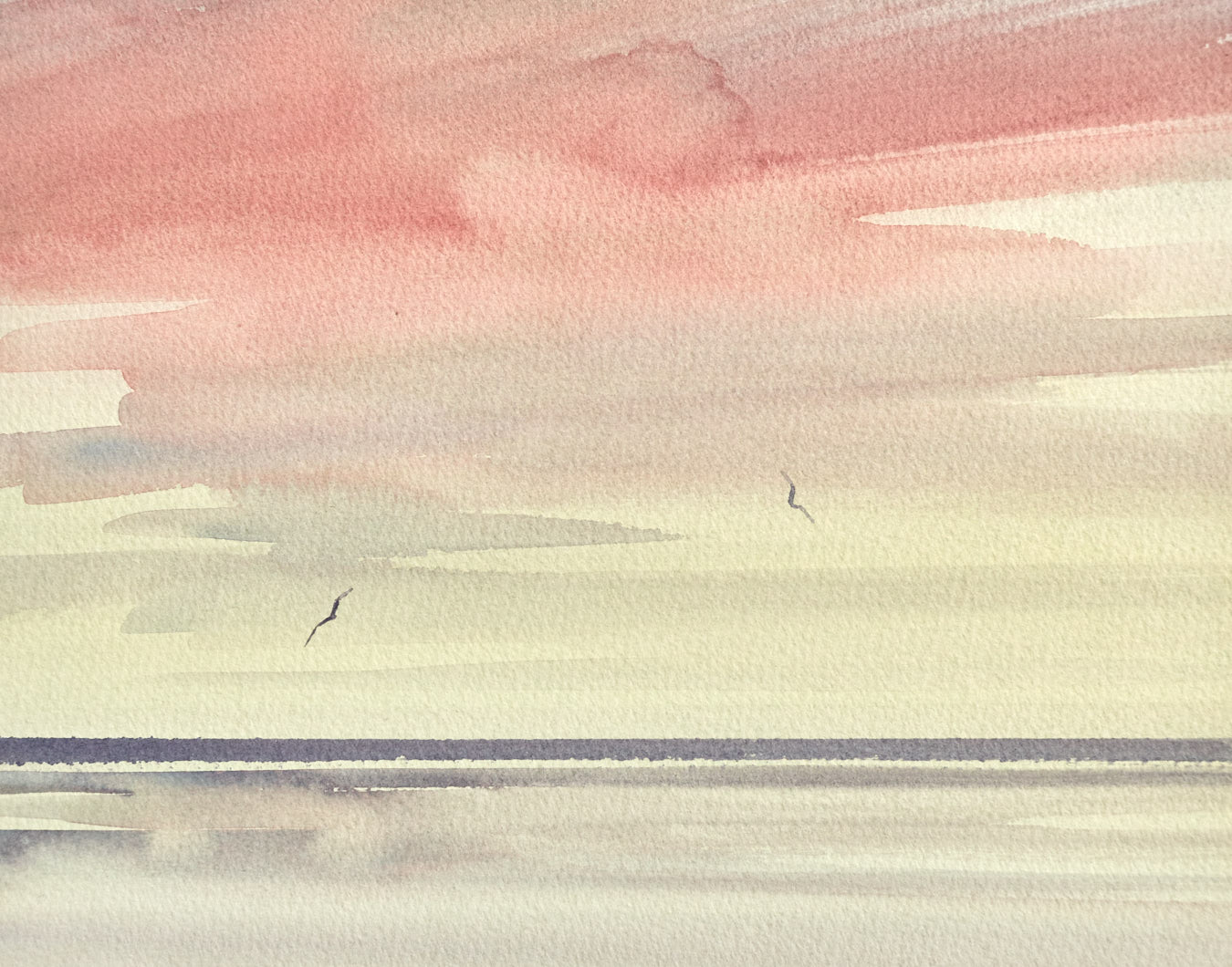 Large image of Twilight horizons original watercolour painting by Timothy Gent