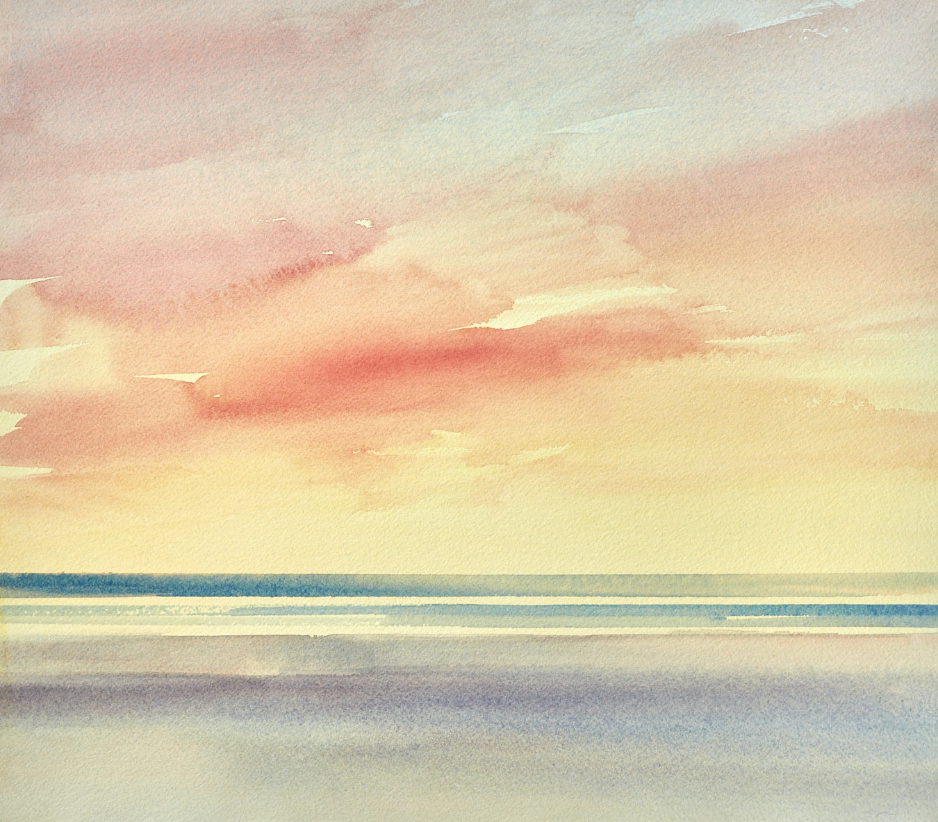 Large image of Twilight shoreline original watercolour painting by Timothy Gent