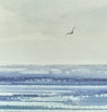Light across the waves original seascape watercolour painting thumbnail - detail view
