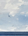 Light over calm seas original seascape watercolour painting thumbnail - detail view