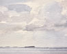 Lindisfarne shores original watercolour painting thumbnail - detail view