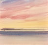 Serene twilight original seascape watercolour painting thumbnail view