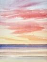 Shore after sunset original seascape watercolour painting thumbnail view