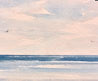 Sunlit shore original seascape watercolour painting thumbnail - detail view
