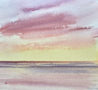 Sunset glow over the sea original seascape watercolour painting thumbnail view