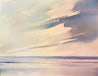 Sunset skies, Lytham St Annes beach original watercolour painting thumbnail view