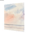 Sunset skies over the sea beach original seascape watercolour painting thumbnail - side view