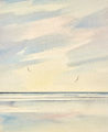 Sunset tide, St Annes-on-sea original seascape watercolour painting thumbnail view