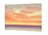 Sunset serenity original seascape watercolour painting thumbnail - side view
