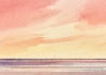 Twilight over the shore original seascape watercolour painting thumbnail - detail view