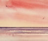 Twilight reflections original seascape watercolour painting thumbnail - detail view