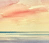 Twilight shoreline original seascape watercolour painting thumbnail - detail view
