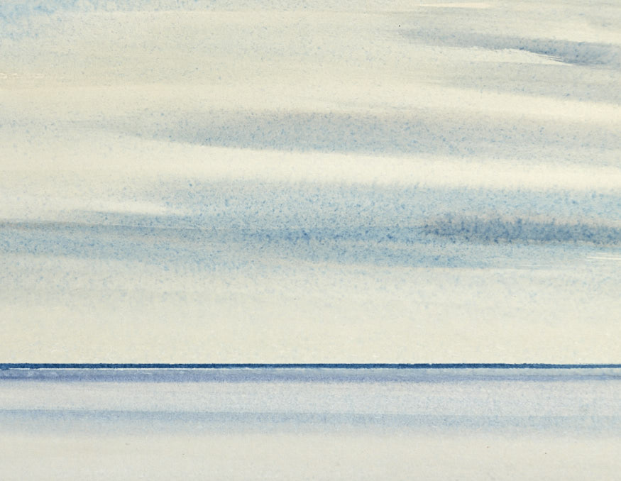 Cerulean horizons original seascape watercolour painting by Timothy Gent - detail view