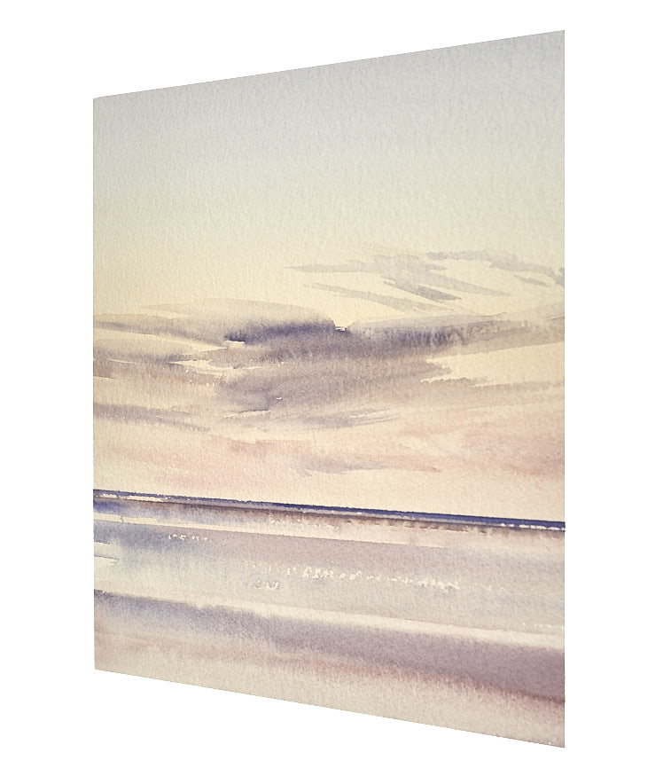 Evening seas, Lytham-St-Annes original seascape watercolour painting by Timothy Gent - side view
