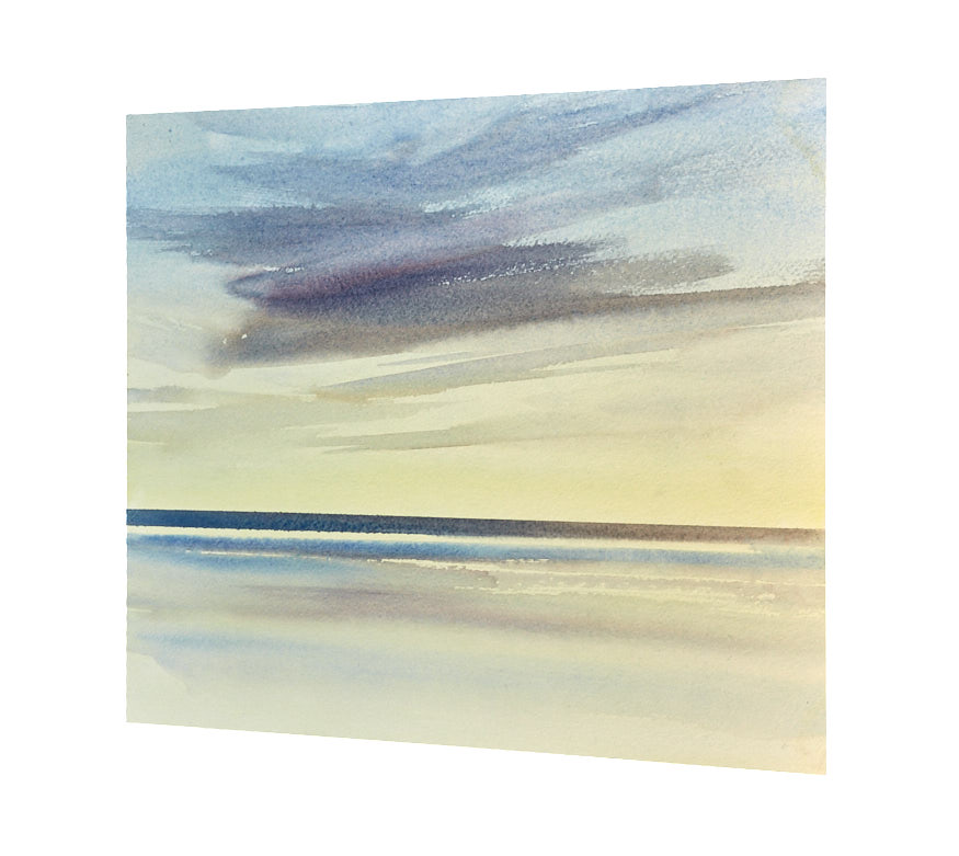 Evening tide original seascape watercolour painting by Timothy Gent - side view