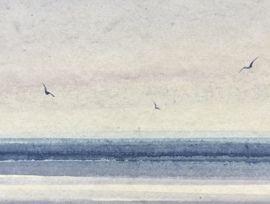 Evening light, St Annes-on-sea original seascape watercolour painting by Timothy Gent - detail view
